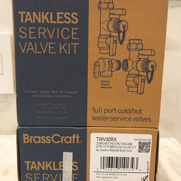 BRASSCRAFT TANKLESS SERVICE VALVE KIT TWV30RX IPS X IPS ONE NEW IN BOX! - Picture 7 of 8